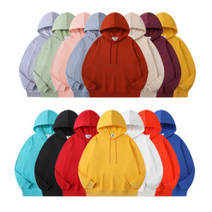 Automne hiver couleur unie pull à capuche pour hommes et femmes épaule ample avec Logo brodé vêtements de travail - Product Image 1