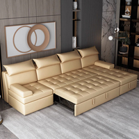 Hochwertiges L-förmiges Leder-Aufbewahrung sofa Klappbar und ausziehbar für das Würfelbett im Wohnzimmer