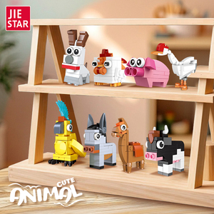 JIESTAR MOC <span class=keywords><strong>Mini</strong></span> figuras de animales lindos juego de bloques de construcción plástico educativo modelo coleccionable creativo DIY novedad regalo conjunto - Product Image 2