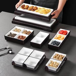 <b>Melamine</b> Serving Trays 4 Compartment Rectangular For Snacks Fruits Hotel Use - Product Image 1
