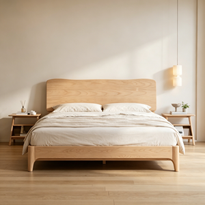 Minimalist <b>Pine</b> Wood Queen <b>Bed</b> Frame with Plywood Panel Design Eco-Friendly Solid Wood <b>Bed</b> - Product Image 4