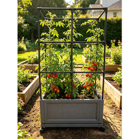 Support de croissance carré en plastique pour plantes, cage à tomates, treillis pour légumes grimpants, avec roues, pots de fleurs, jardinières, pour jardin domestique, durable