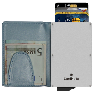 CardHoda Aluminum <b>RFID</b> <b>Wallet</b> Unisex Minimalist Fold Closure Short Card Holder Genuine Leather Lining Blue - Product Image 1