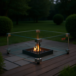 Vevor Paravent carré en verre 21 x 21 x 7,5 pouces pour table de foyer au gaz, design moderne, protection portable contre les étincelles - Product Image 2