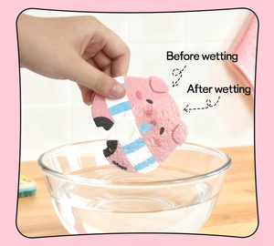 Esponja de pulpa de madera creativa <span class=keywords><strong>para</strong></span> cocina, paño de fregado mágico de dibujos animados <span class=keywords><strong>para</strong></span> lavar platos, cepillo quitamanchas <span class=keywords><strong>para</strong></span> ollas y cuencos. - Product Image 6