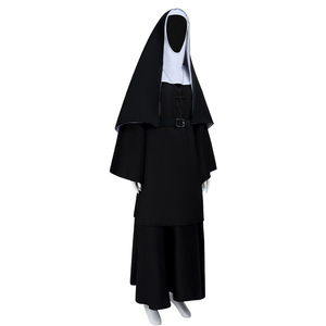 Costume de cosplay de nonne d'horreur pour Halloween, ensemble complet, fibre de polyester noire, taille adulte standard, costume de scène - Product Image 2