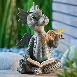 Witt Nueva Figura de Resina de Dinosaurio Escalando por Ventana, Escultura Artesanal Pintada a Mano, Adorno de Jardín con Diseño de Libro Abierto - Product Image 4