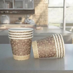 Gobelet à café jetable à double paroi biodégradable avec estampage à chaud en feuille d'or, papier synthétique personnalisable - Product Image 2