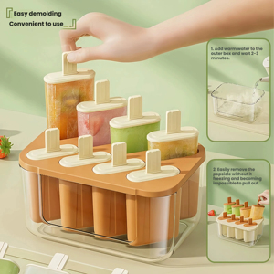 PP PET Ice Cube Tray with Storage Bin Lid Ice Scoop Freezer Ice Maker Box Stackable Leak Proof Ice Cream Mold <strong>Container</strong> - Product Image 2