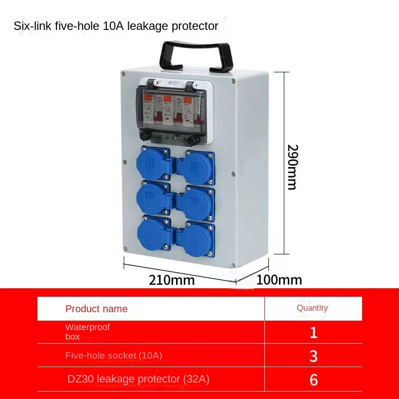3 prises cinq trous + 6 protecteurs de fuite 32A