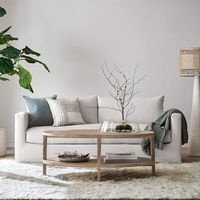 Table basse ovale en bois de manguier naturel de 48 pouces, table centrale en bois massif avec finition lisse, structure durable, style moderne