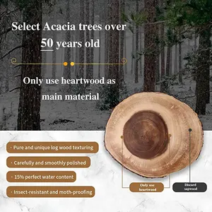 Plateau en bois fait à la main avec Logo personnalisé de 16.34 pouces avec plateau rond en bois écologique