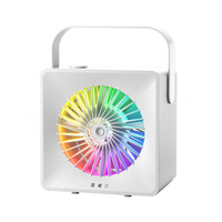 Ventilador de Escritorio Portátil con Humidificador de Plástico, Carga USB, Silencioso, para Dormitorios Estudiantiles y Oficinas