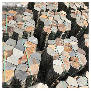 Design moderne Grands pavés trapézoïdaux foncés Tapis de dalle en <span class=keywords><strong>ardoise</strong></span> en pierre naturelle antidérapante Carrelages de <span class=keywords><strong>jardin</strong></span> Allée pour l'extérieur - Product Image 1