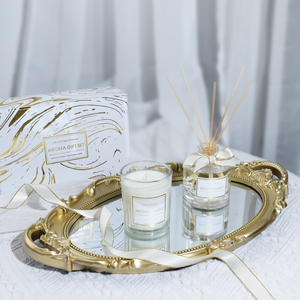 Luxury Private Label Lavender Scent <b>Reed</b> <b>Diffuser</b> & Aroma Candle Gift Set Glass Material for Home Car Air Freshening USB Powered - Product Image 2