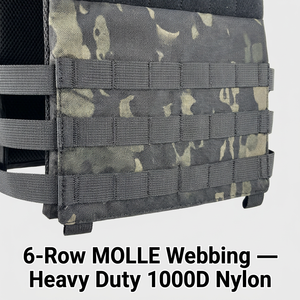 Chaleco Táctico Multicam Negro con Corte Láser MOLLE Ajustable para Entrenamiento y Fitness - Product Image 4