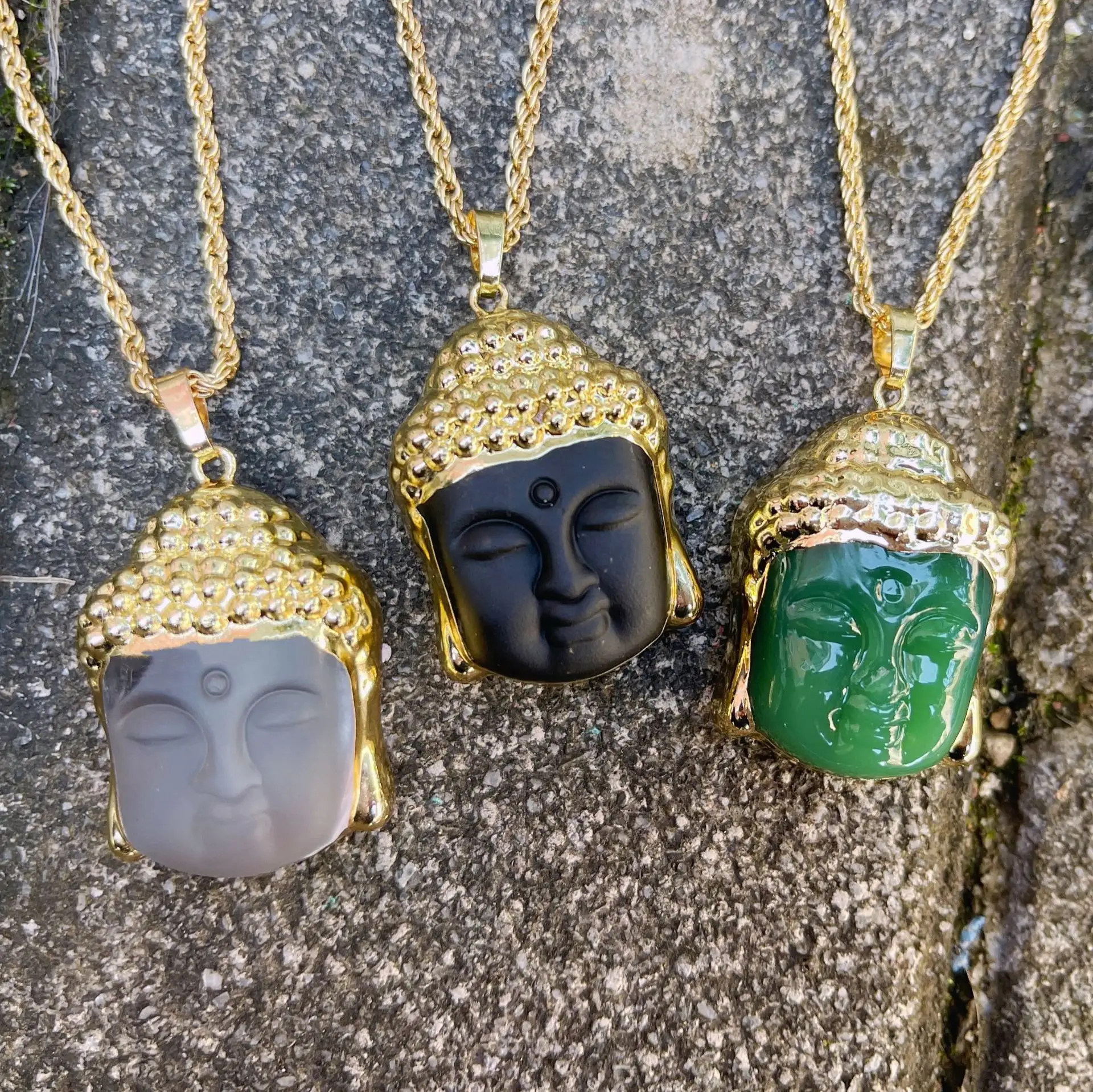 Collar con colgante de Buda de la suerte, piedra Natural verde, Jade, estilo étnico, gran vientre, Maitreya