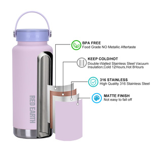 Botella de Agua Deportiva RED EARTH de 750 ml, de Acero Inoxidable 316, Personalizada, con Aislamiento al Vacío, con Asa - Product Image 3