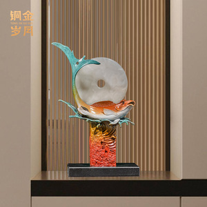 Ornement en cuivre en forme de poisson et de lune, forme irrégulière, Feng Shui, décoration de salon, cadeau de déménagement - Product Image 3