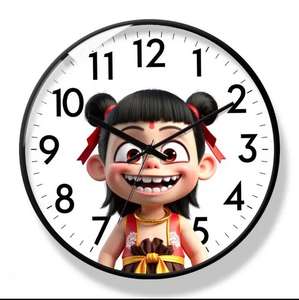 卸売カスタム新作クリエイティブアニメ哪吒2魔法少年海の世界プラスチック静音子供用壁掛け時計（家庭用、結婚祝い、退職祝い） - Product Image 2