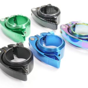 YT pabrik klem dudukan sepeda logam campuran H-35 38-40.8mm tiga lubang 25mm diperkuat QR warna kustom DH MTB OEM - Product Image 1