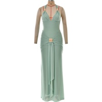 Women's Sexy Deep V Low-Cut Halter Neck Summer Dress Fashion Elegant Backless Bodycon Women Casual Maxi Long Dress