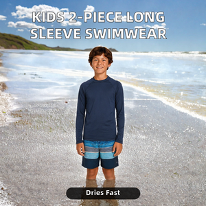 Boys Long Sleeve Swim Shirt <b>2</b> <b>Piece</b> Swimwear Beach <b>Swimming</b> <b>Costume</b> Toddler Kids Suit - Product Image 2