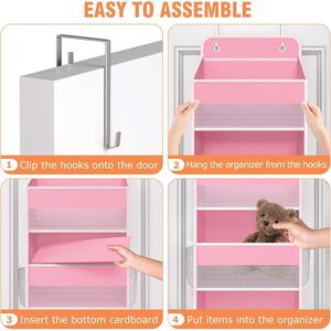 Organizador para colgar sobre la puerta de 4 niveles con 6 bolsillos laterales para habitación infantil, dormitorio o cuarto de niños - Product Image 3