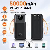 Chargeur PD 22,5 W avec affichage numérique et quatre sorties USB, avec câbles, batterie externe pour téléphone, batterie externe 50000 mAh, charge rapide