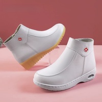 Chaussures d'infirmière blanches pour femmes, coussin d'air épaissi, semelle souple, bottes rembourrées, style de travail, hauteur accrue, automne/hiver