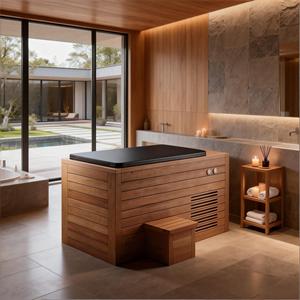 Bain froid de luxe pour la maison - Cèdre rouge et acier inoxydable, auto-refroidissant avec refroidisseur de bain de glace 1,5 CV et ozone pour le bien-être intérieur - Product Image 1