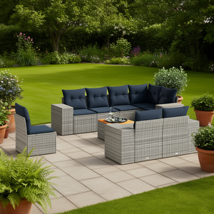 Conjunto de Sofá de Jardín de Ratán Sintético Gris con Cojines, 9 Piezas, Muebles de Exterior de Diseño Contemporáneo - Product Image 2
