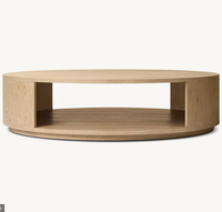 Table basse ronde ouverte moderne MONTECITO, style américain, en chêne massif, mobilier de villa de haute qualité
