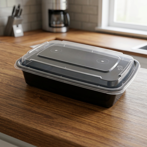Contenitore per Alimenti Monouso Rettangolare Nero 24OZ in PP Minimalista 3h Corporation H-JH24, Adatto al Microonde, con Coperchio, per Asporto - Product Image 3