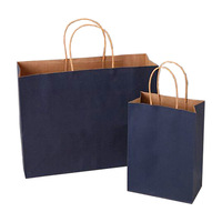 Sacs en papier kraft brun recyclé pliables avec logo imprimé personnalisé, pour emballages cadeaux et artisanat, avec poignées en ruban