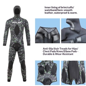Nouvelle combinaison de plongée en néoprène 3MM pour homme, <span class=keywords><strong>ensemble</strong></span> thermique à capuche en deux pièces pour la plongée libre, le surf et la natation - Product Image 4