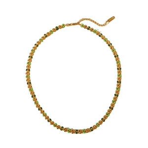 Stainless Steel No Fading <strong>Necklace</strong> Ins Fashionable High-End Color Drop <strong>Olive</strong> <strong>Leaf</strong> Enamel Hip Hop <strong>Necklace</strong> - Product Image 2