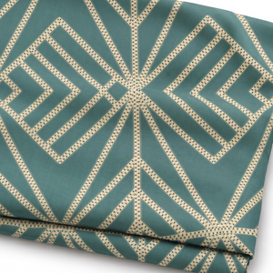 Tela Popelina de Algodón Peinado Teal de Primera Calidad Atelier Deco, Peso Medio 120GSM, Diseño Chevron Art Deco Digital - Product Image 1