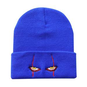 Pennywise Horror Clown Eyes Chapeau tricoté brodé Laine chaude <span class=keywords><strong>Chaire</strong></span> Style Hip Hop Caractéristique commune du tissu - Product Image 5