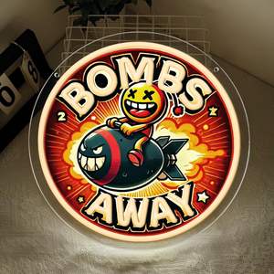 ป้ายไฟนีออน <span class=keywords><strong>Bomb</strong></span> Away สำหรับตกแต่งผนัง, ป้ายเท่ๆ สำหรับห้องแมนเคฟ โรงรถ ไฟนีออนแบบกำหนดเอง ไฟนีออน LED - Product Image 4