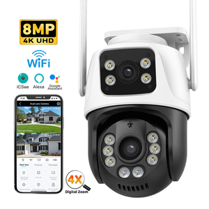 Caméra de sécurité extérieure intelligente WiFi Hongnaer 8MP 4K PTZ, double objectif 360°, application <span class=keywords><strong>ICSee</strong></span>, caméra IP WiFi CCTV sans fil - Product Image 1
