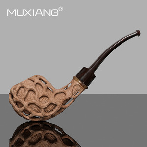 Muxiang Handcrafted Wooden Smoking Pipe Bent Shape Carved Acorn Design Tobacco Pipe - Product Image 2