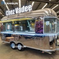 Remorque de restauration entièrement équipée en acier inoxydable pour café, glaces, barbecue, kiosque alimentaire, pizza, camion de cuisine avec cuisine complète