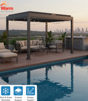 Pergola moderne en aluminium à lames orientables 3x3m personnalisable avec éclairage LED, télécommande et structure thermolaquée pour événements et fêtes en extérieur