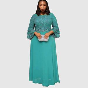 New Arrival Elegant Chiffon Embroidery Ruffles Digital Flare Stack Sleeve Maxi Dress Women Natural Waist Eco-Friendly Breathable - Product Image 3