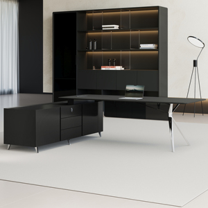 Escritorio Ejecutivo Moderno en Forma de L, Escritorio de Computadora de Lujo con Almacenamiento en Cajones, Muebles de Oficina para Gerentes y Directores - Product Image 4