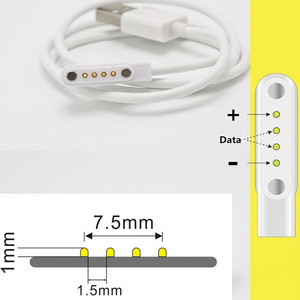 สายชาร์จแม่เหล็ก USB 2.0ตัวผู้ไปยัง4ขาสายชาร์จแม่เหล็ก Pogo สำหรับนาฬิกาอัจฉริยะ <span class=keywords><strong>GT88</strong></span> G3 KW18 GT68 KW88 - Product Image 4