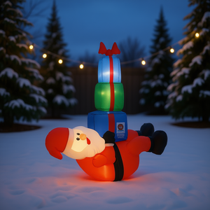 Papá Noel inflable con pila de regalos, decoración navideña para exteriores, decoración navideña de PVC para el hogar y el jardín D0100HADH17 - Product Image 2