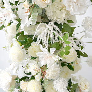 Arco de Flores Artificiales Blanco, Rosa y Champán, Decoración Elegante para Bodas, Fondo para Fotos, Hecho a Mano - Product Image 3