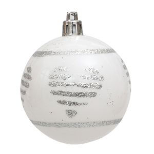 Nouvelles Boules de Noël Tendance 6cm Blanches et Argentées en Plastique de Haute Qualité, Ornements Suspendus pour Arbre et Décoration de Fête - Product Image 1